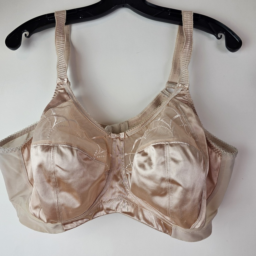 Elomi Wire-Free‎ Pink Satin Soft Cup Side Support Bra 4033 Size 42DD Retro Pinup